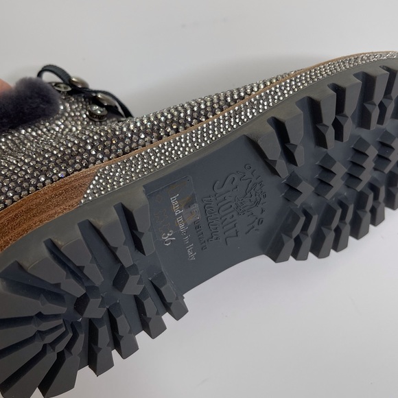 New LE SILLA 6 Crystal Rhinestone St. Moritz Hiking Boots Embellished Suede - Picture 6 of 6